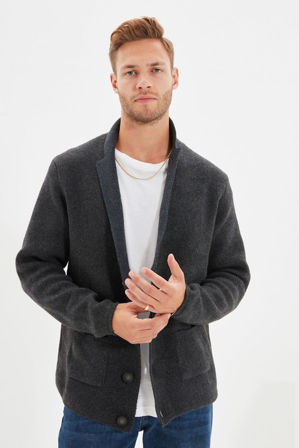 TRENDYOL MAN Antrasit Regular Fit Yunlu Yaka Triko H?rka TMNAW22HI0140 - Trendyolmilla фото 10