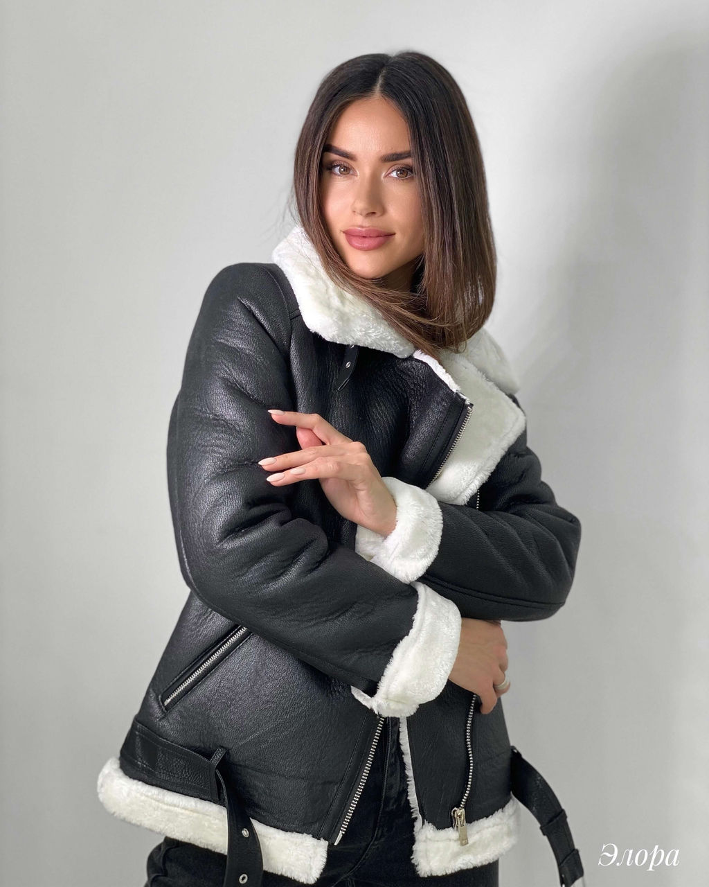 Дубленка Элора (черный) - Nadi bordo фото 7