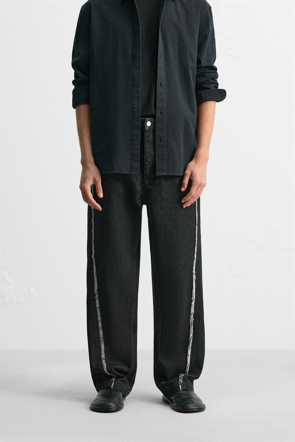 RELAXED FIT JEANS WITH FRAYED SEAMS - Zara фото 2