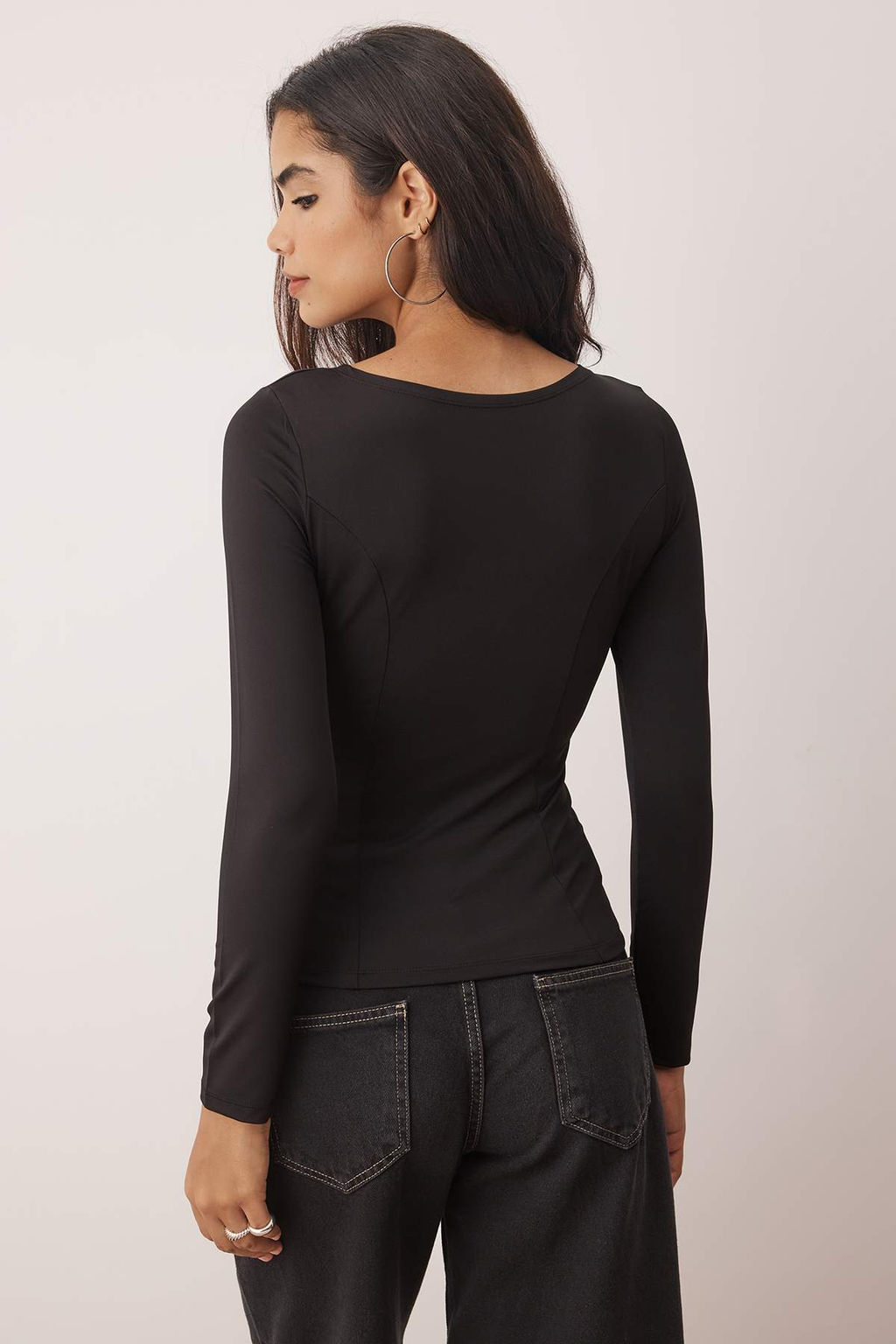Siyah Fitted/Vucuda Oturan Uzun Kollu Kay?k Yaka Esnek Orme Bluz TWOAW26BZ00108 - Trendyolmilla фото 4