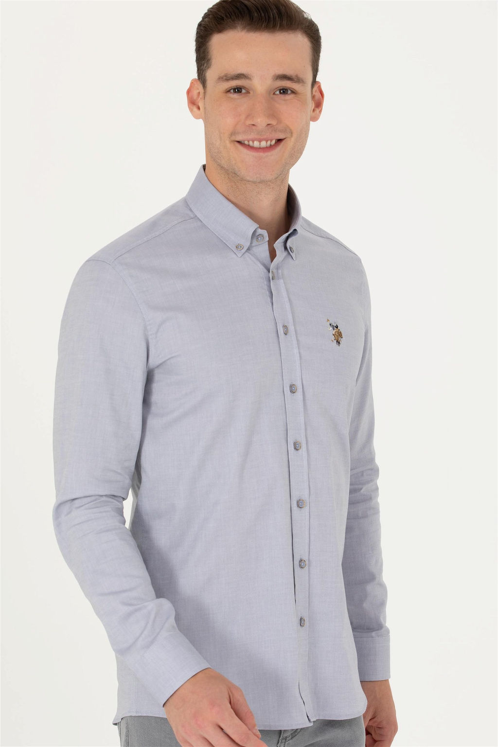 U. S. Polo Assn Мужская серая базовая рубашка с длинным рукавом - U.s. polo assn фото 10