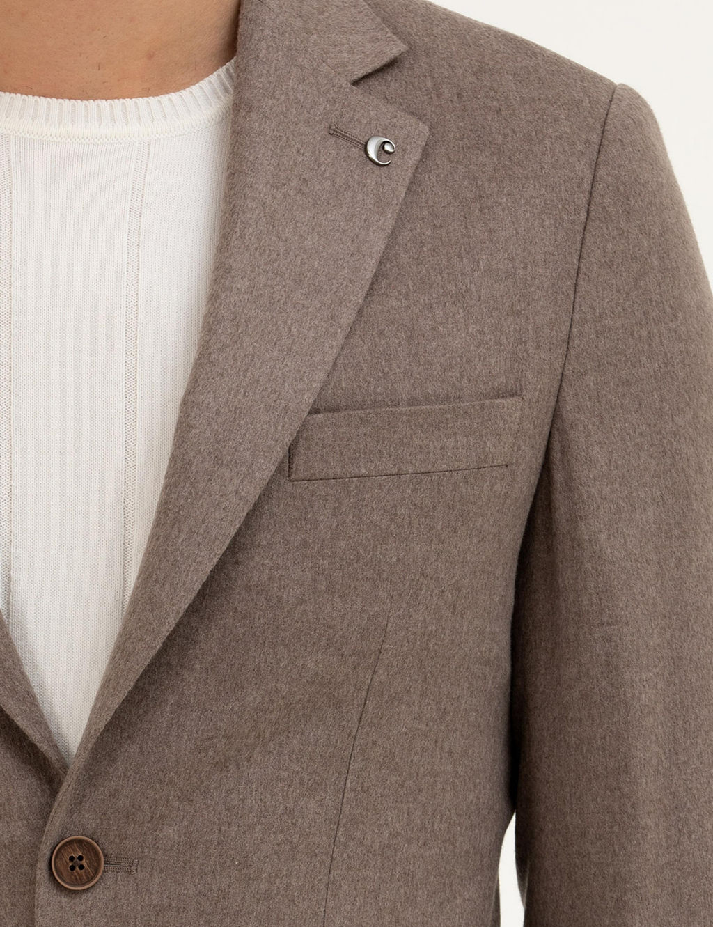 Светло-коричневая кашемировая куртка приталенного кроя - Cacharel фото 7