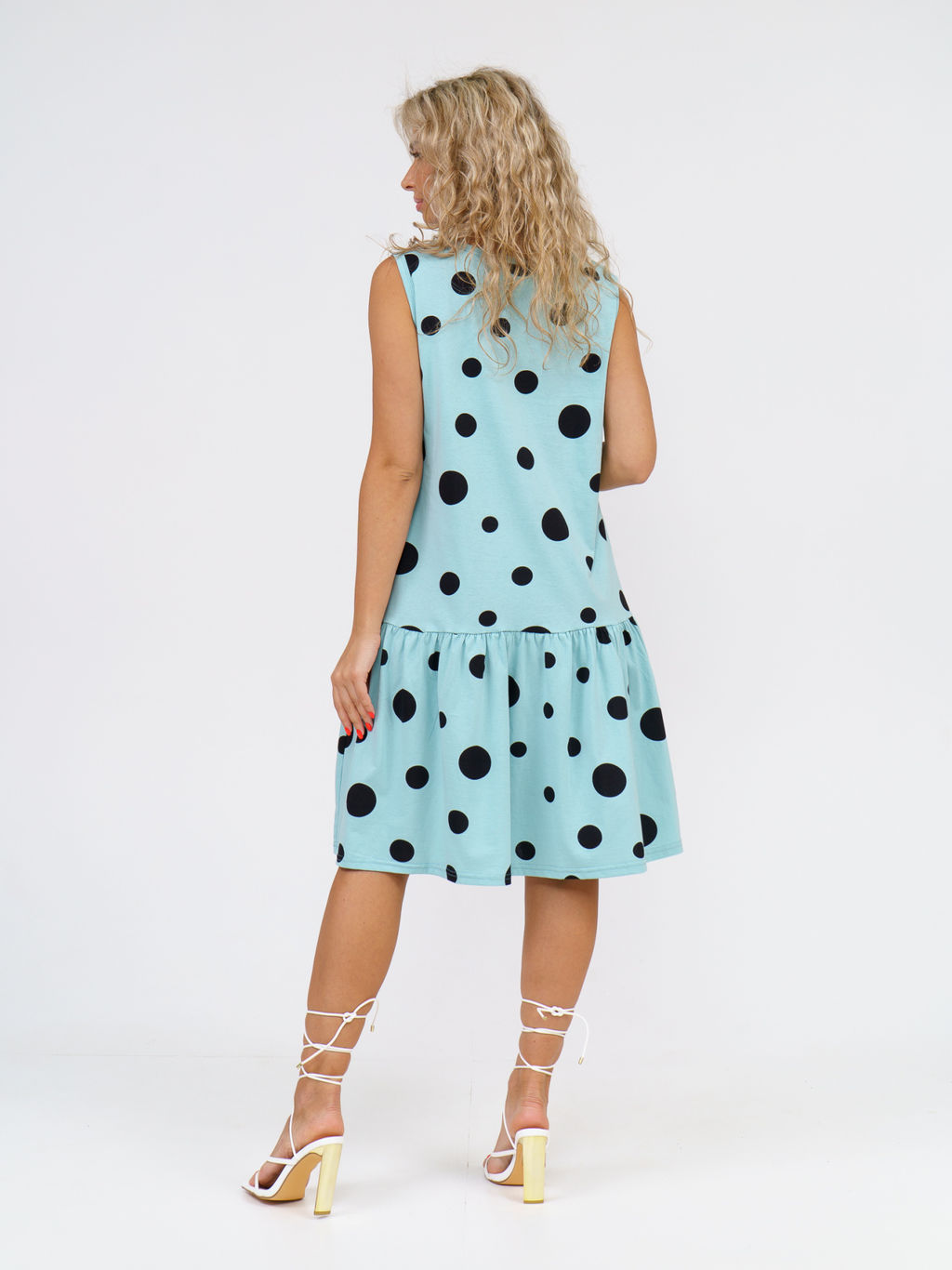 914 Сарафан "Горох/дымчато-голубой"