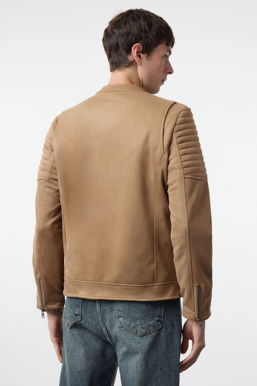 TRENDYOL MAN Camel Slim Fit Suet K?sl?k Biker Ruzgara ve Suya Dayan?kl? Mont Ceket TMNAW25MO00048 - Trendyolmilla фото 5
