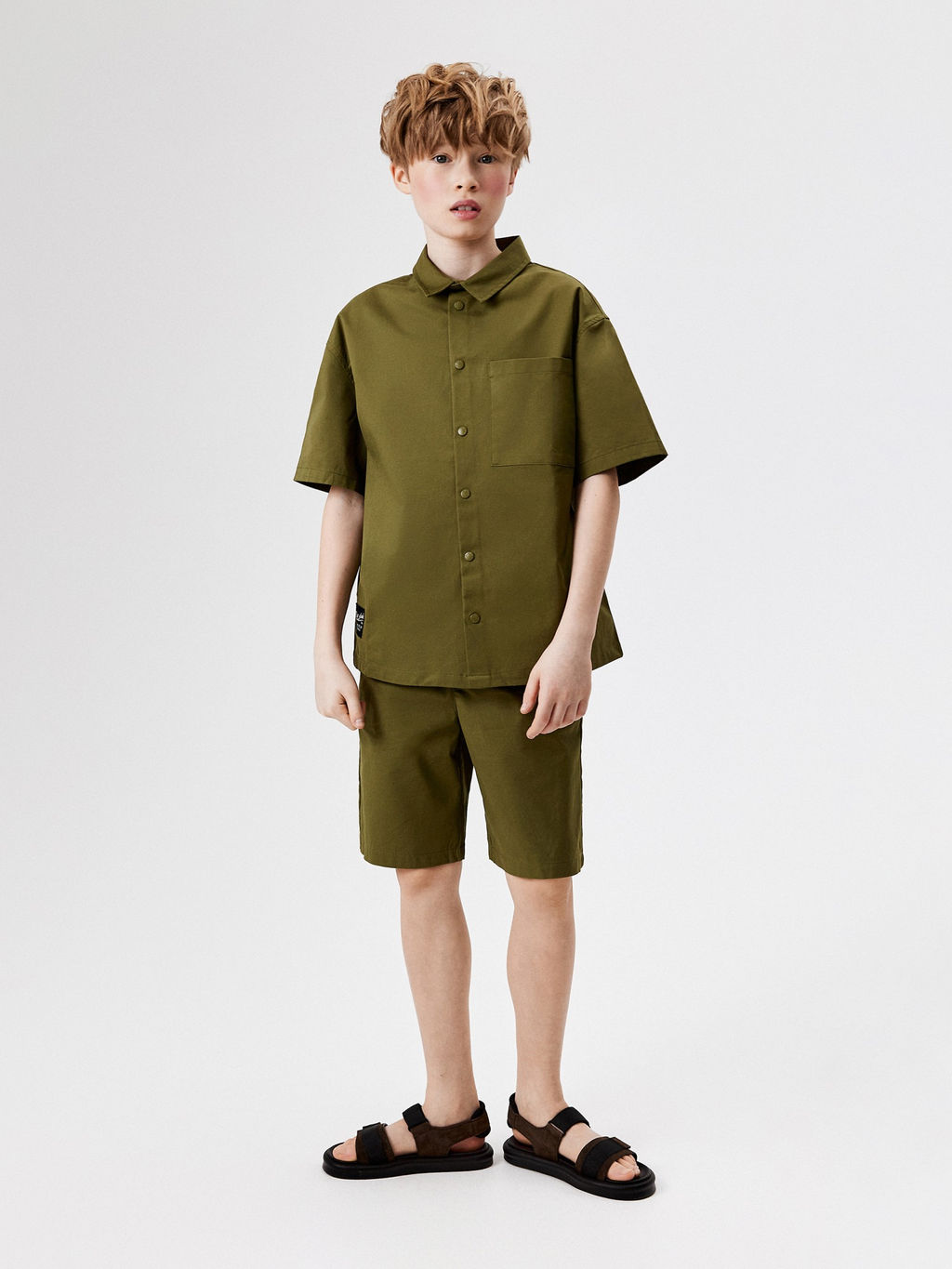 ACOOLA / Сорочка верхняя детская для мальчиков Fortiso хаки  фото 6