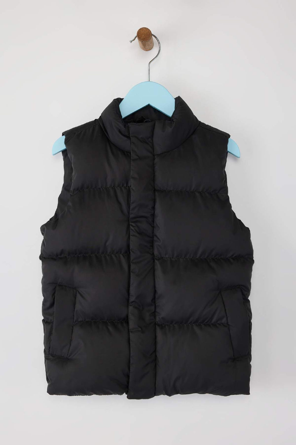 Siyah Duz/Basic Kapusonlu Regular Fit Unisex Cocuk Sisme Yelek TKDAW26YR00001 - Trendyolmilla фото 2