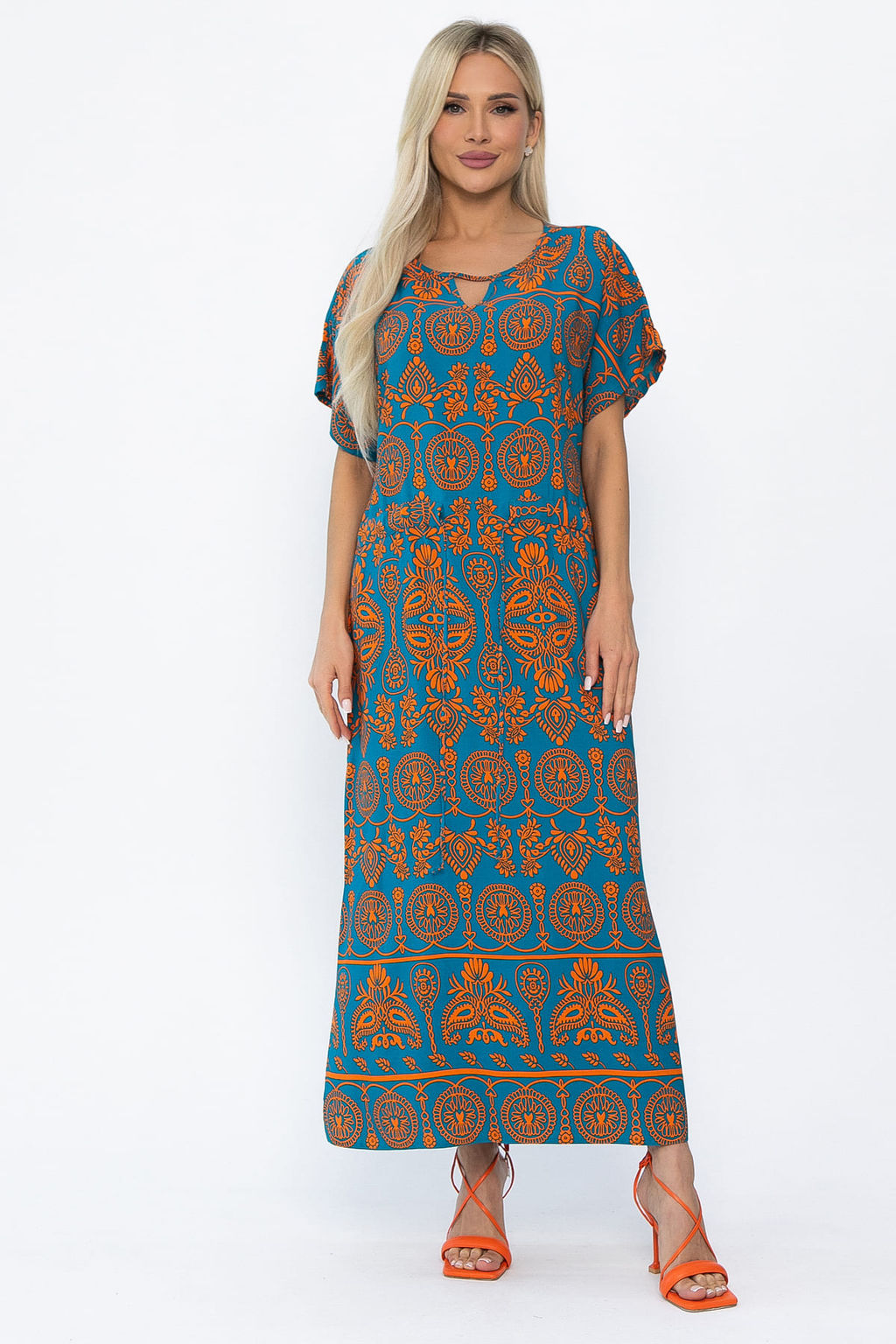 Платье Вистерия (лазурно-оранжевое) П15347-5М