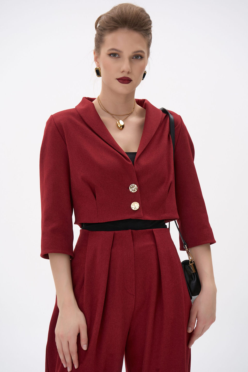 Короткий пиджак Джуди (бордовый) - Эльза фото 8