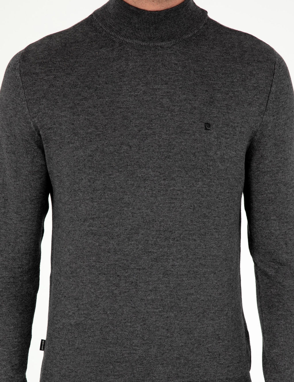 Antrasit Melanj Slim Fit Yar_m Bal_k__ Yaka Basic Triko Kazak - Pierre cardin фото 6