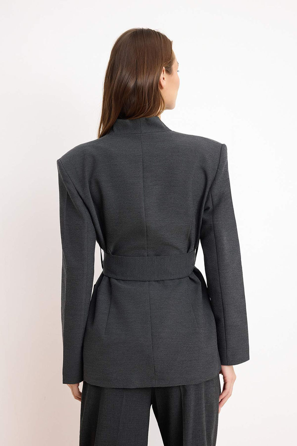 Trendyolmilla Wardrope Essentials  Antrasit Kusakl? Dokuma Kruvaze Blazer Ceket TWOSS26BC00004  фото 6