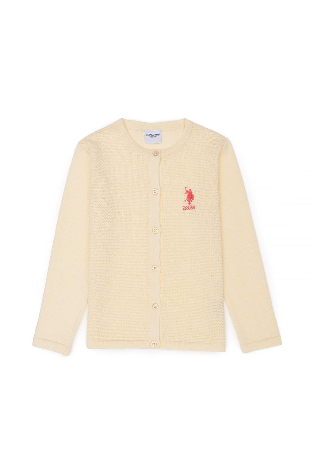 Кремовый трикотажный кардиган для девочки - U.s. polo assn фото 8