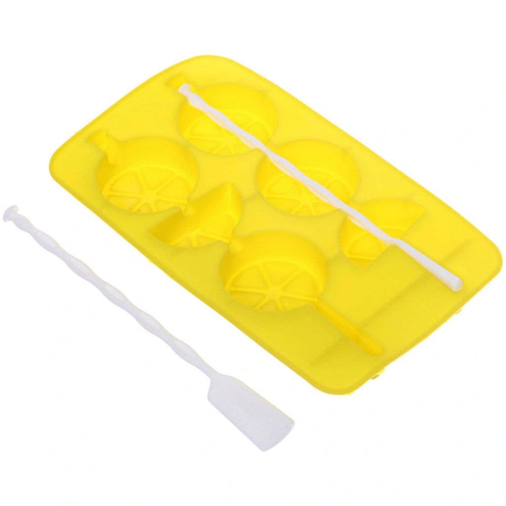 Цена за 5 шт. Форма для льда силиконовая "Дольки" 20*11,5см с палочками, цвета микс