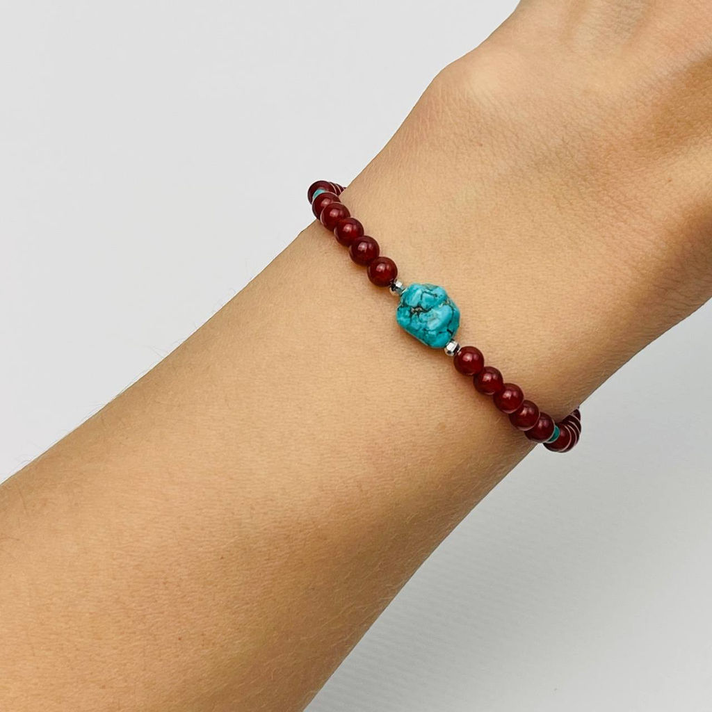 Браслет из Сердолика и Бирюзы 16,5 см +