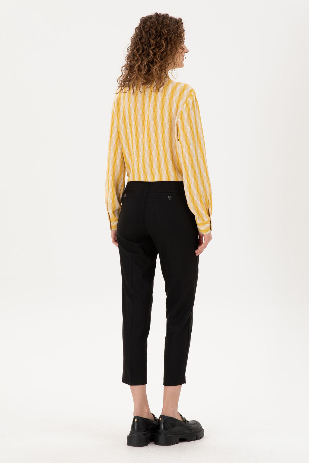 Kad_n Siyah Carrot High Waist Fit Kanvas Pantolon
