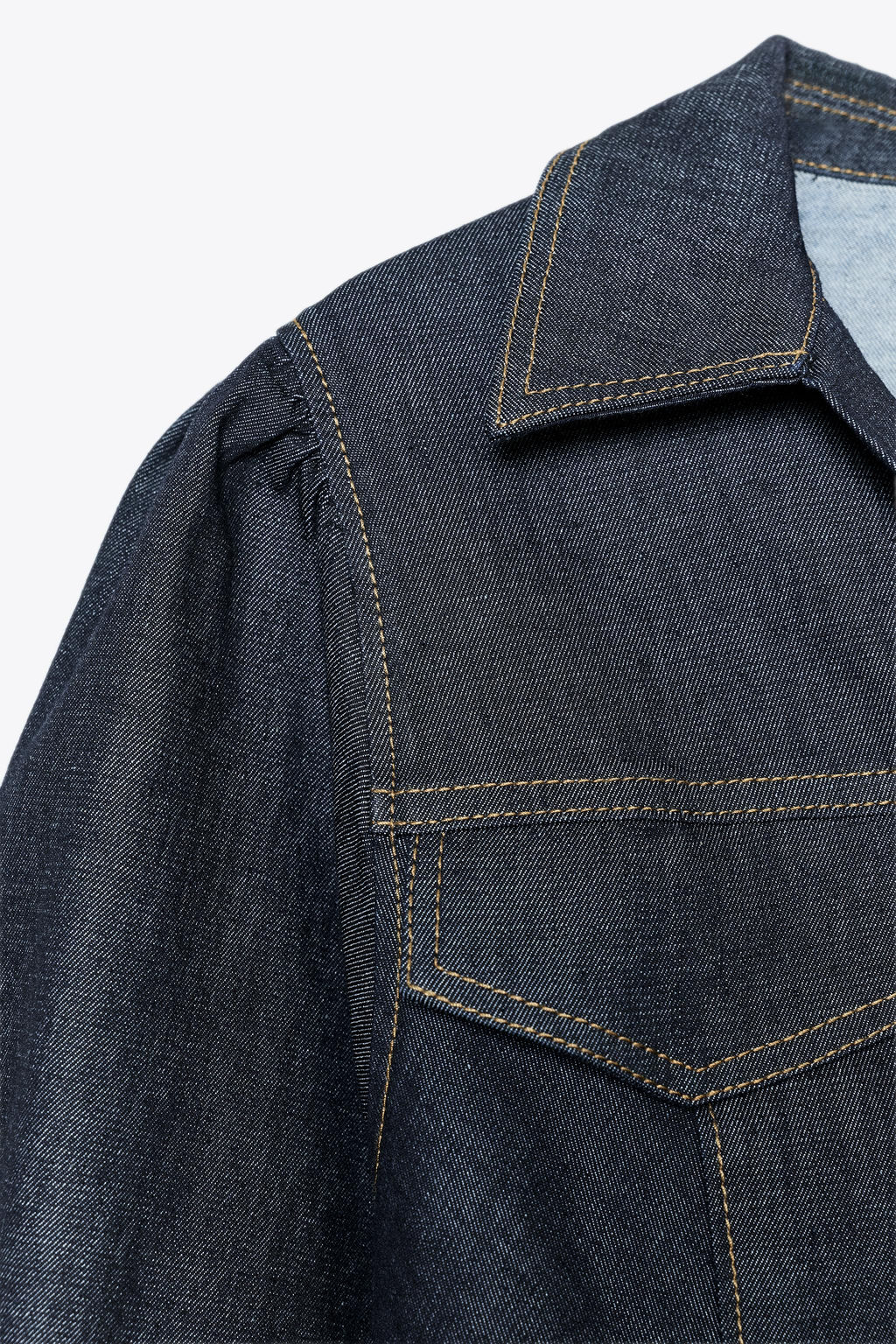 Z1975 FITTED DENIM PUFF SLEEVE SHIRT - Zara фото 9