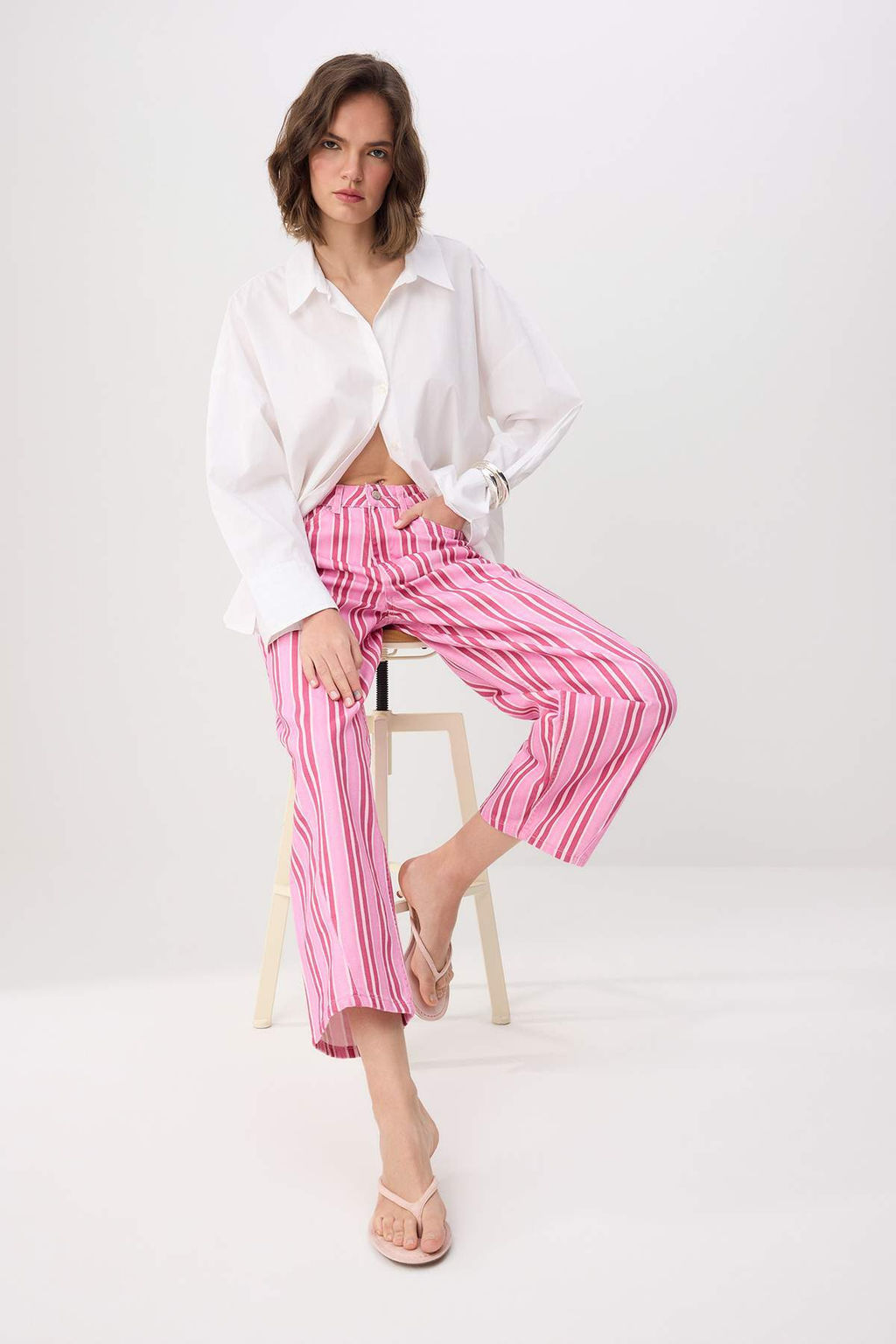 _ok Renkli _izgili Y_ksek Bel Baggy Jeans TWOSS26JE00343 - Trendyolmilla фото 2