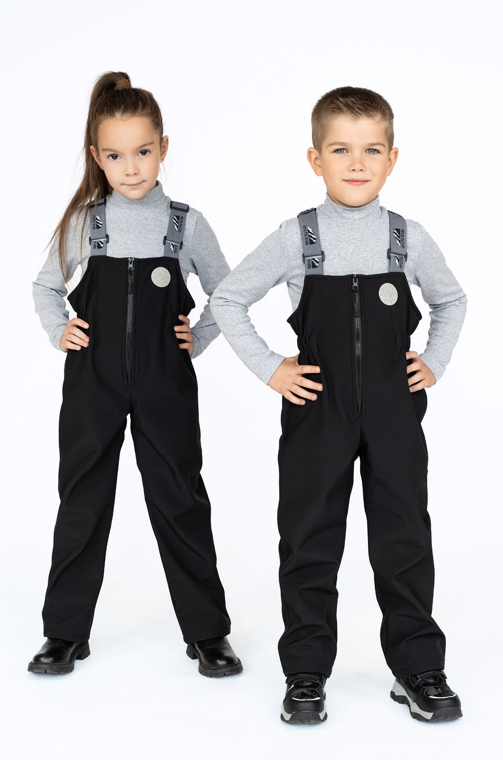 Полукомбинезон демисезонный черный из софтешелла 60-021 (116)