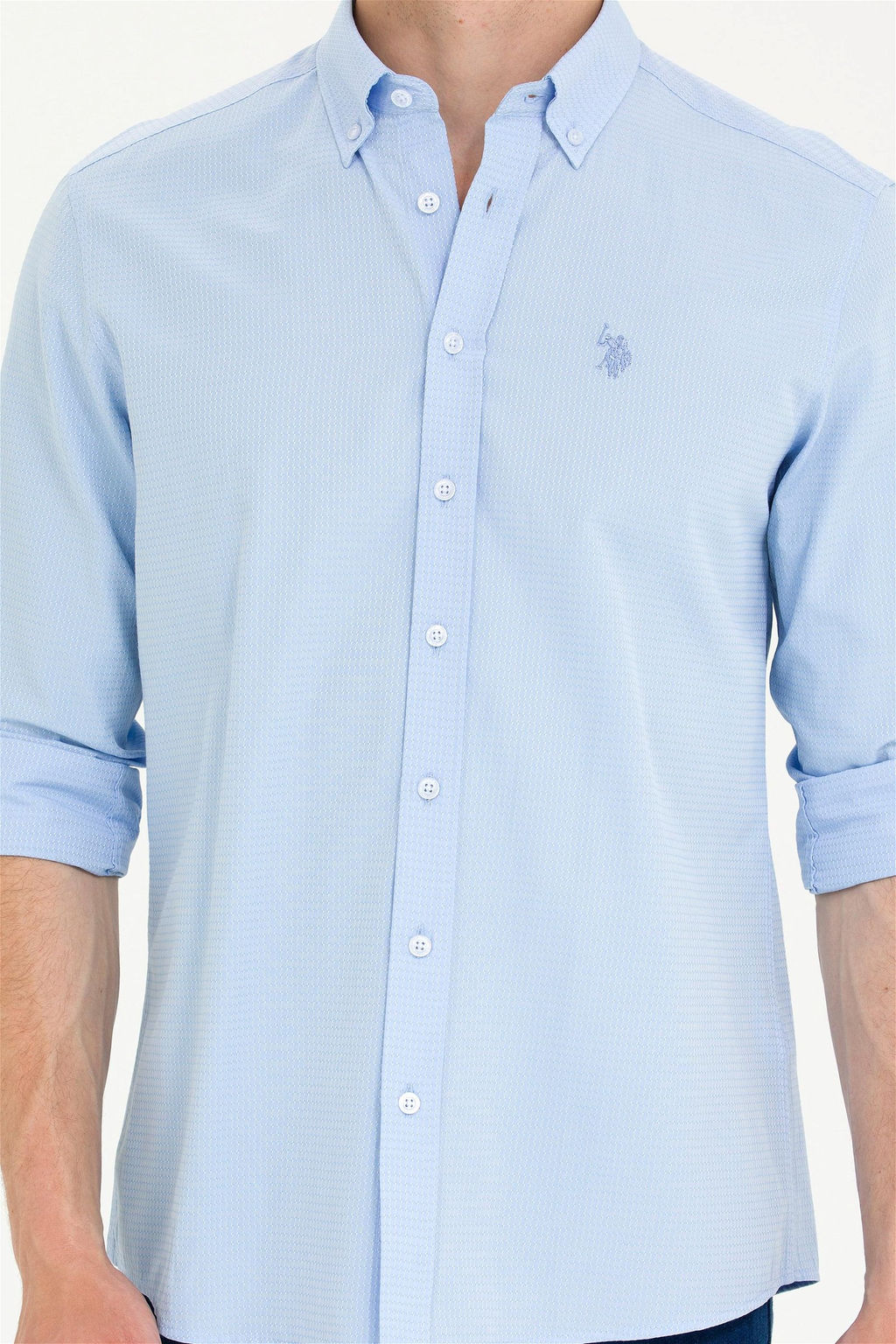 U. S. Polo Assn Мужская голубая рубашка с длинным рукавом - U.s. polo assn фото 13