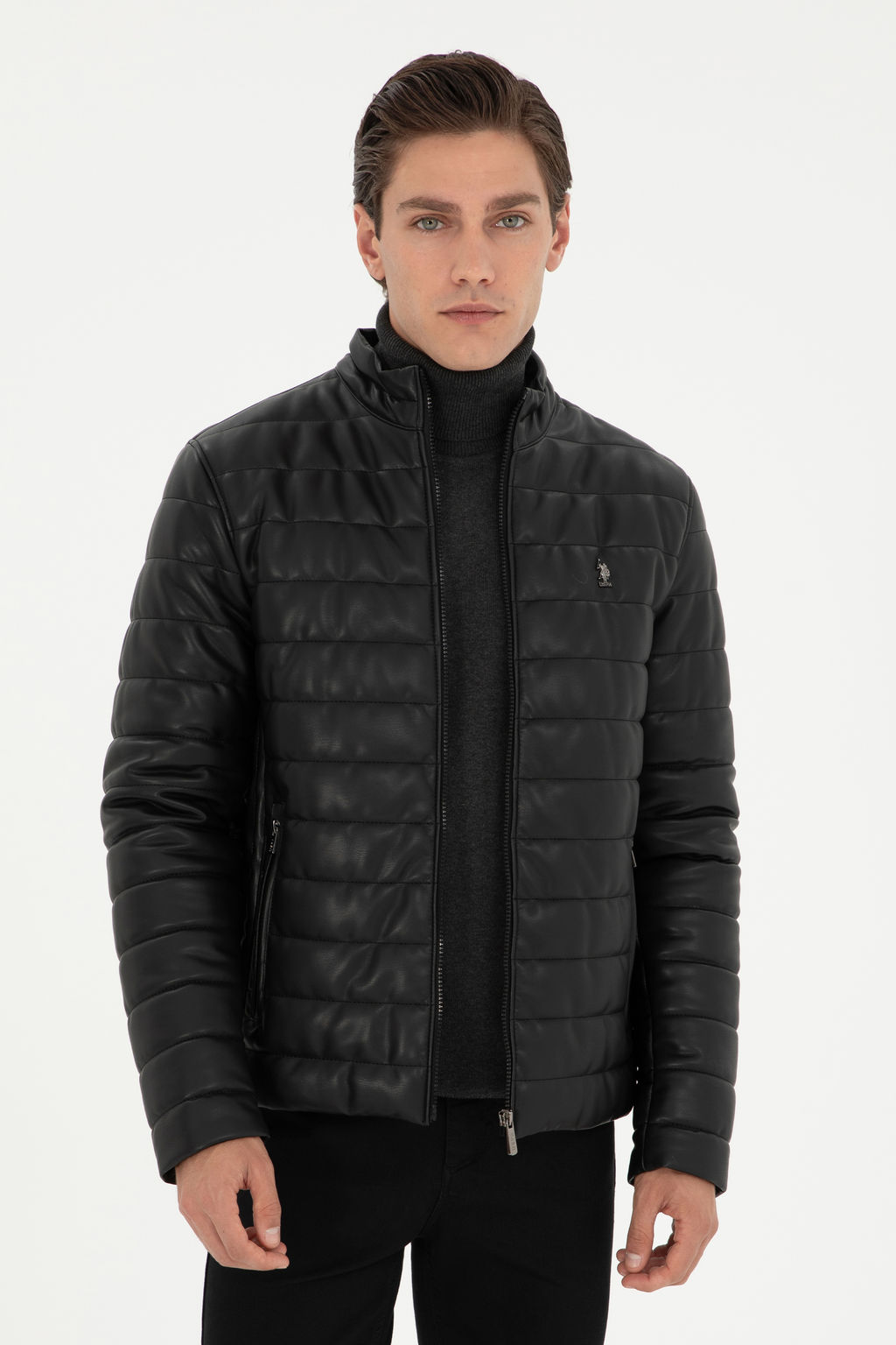 Мужская черная кожаная куртка Неожиданная скидка в корзине - U.s. polo assn фото 8