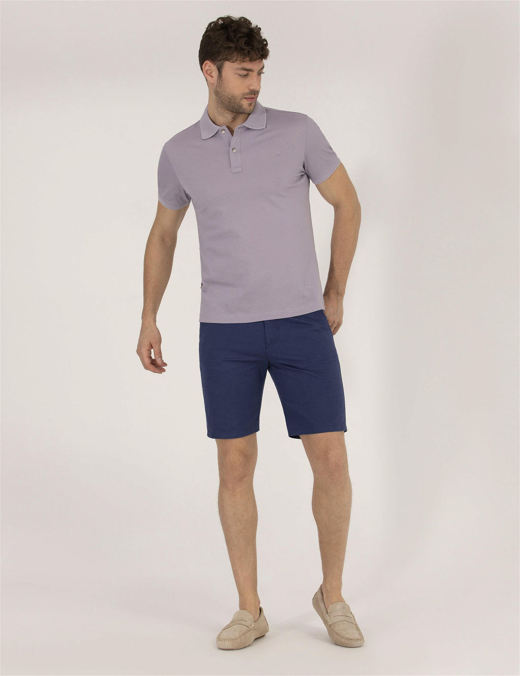 Lila Slim Fit Polo Yaka Merserize Ti__rt - Pierre cardin фото 4