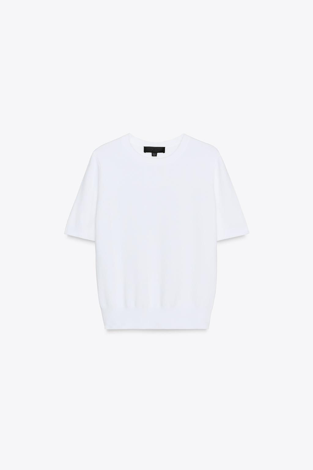 BASIC PLAIN KNIT SHORT SLEEVE TOP - Zara фото 28