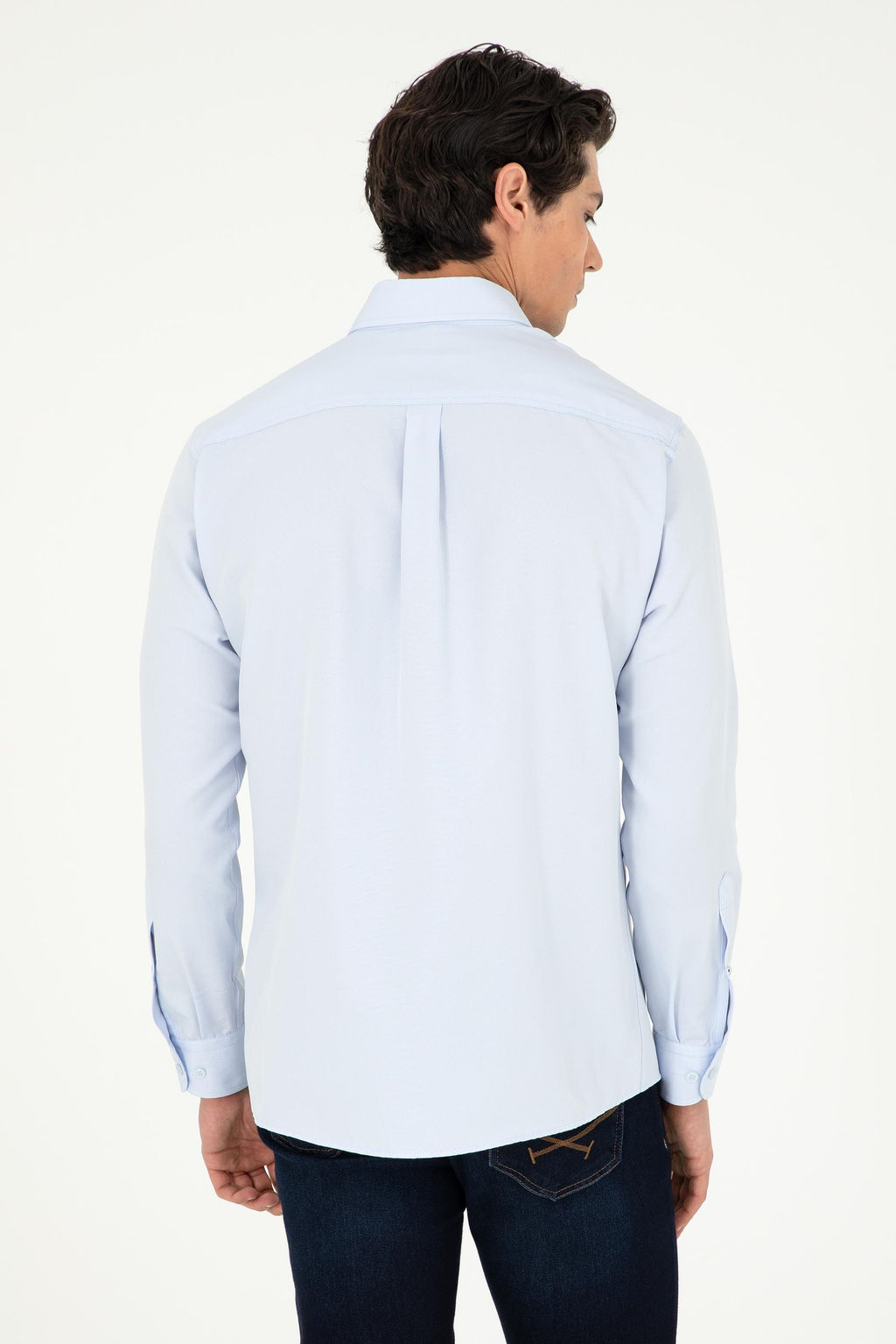 Мужская голубая базовая рубашка с длинным рукавом - U.s. polo assn фото 5