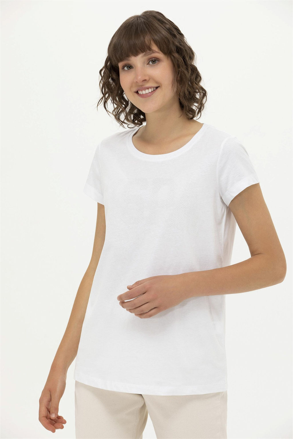 U. S. Polo Assn Женская белая базовая футболка с круглым вырезом - U.s. polo assn фото 10