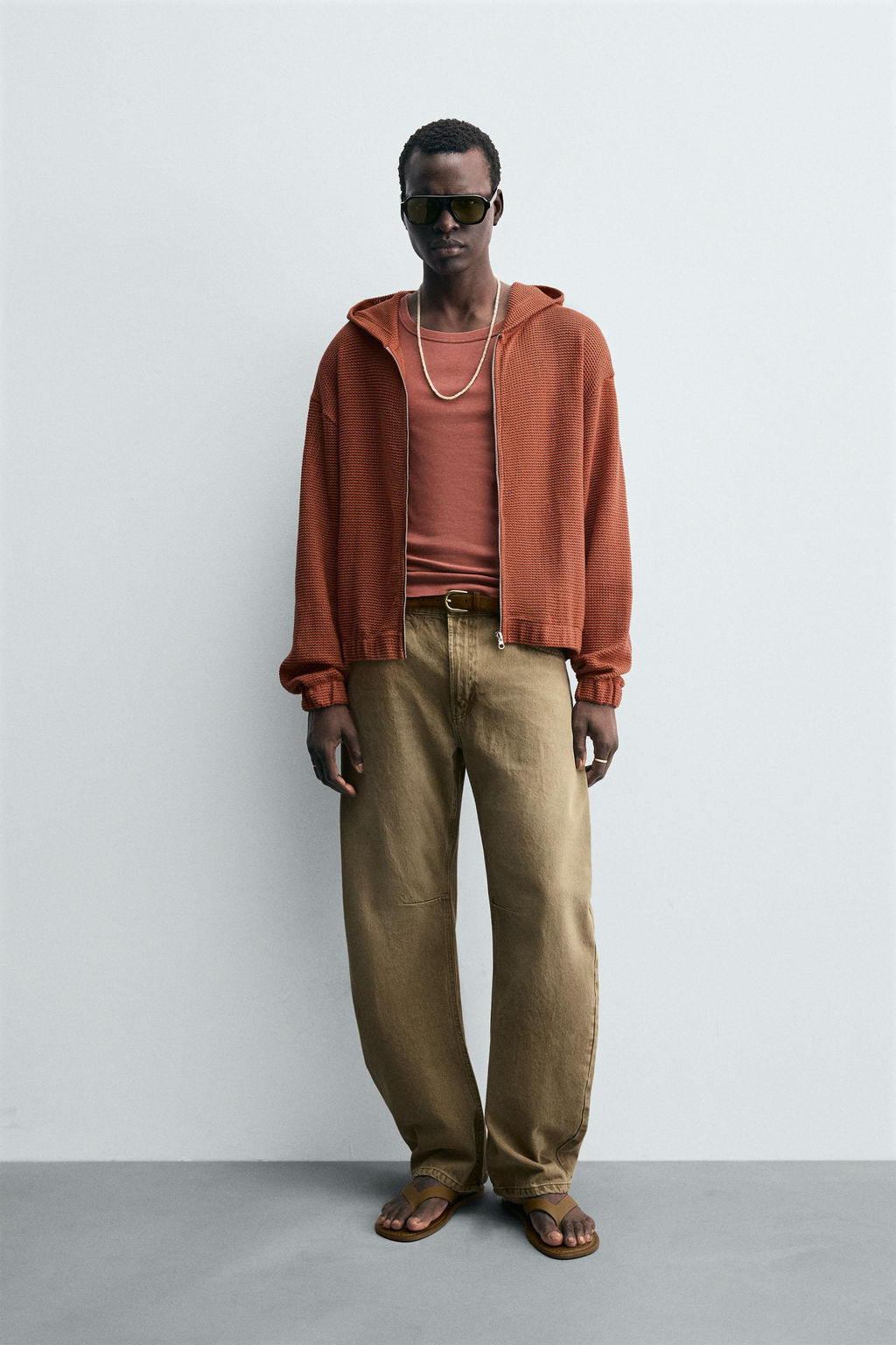 OPEN KNIT HOODIE