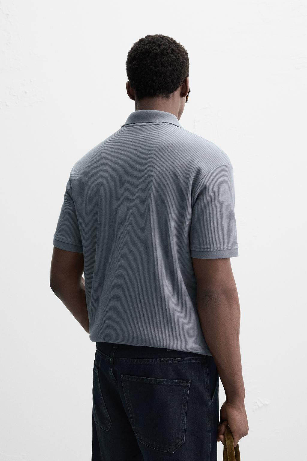 VERTICAL TEXTURED POLO SHIRT - Zara фото 4