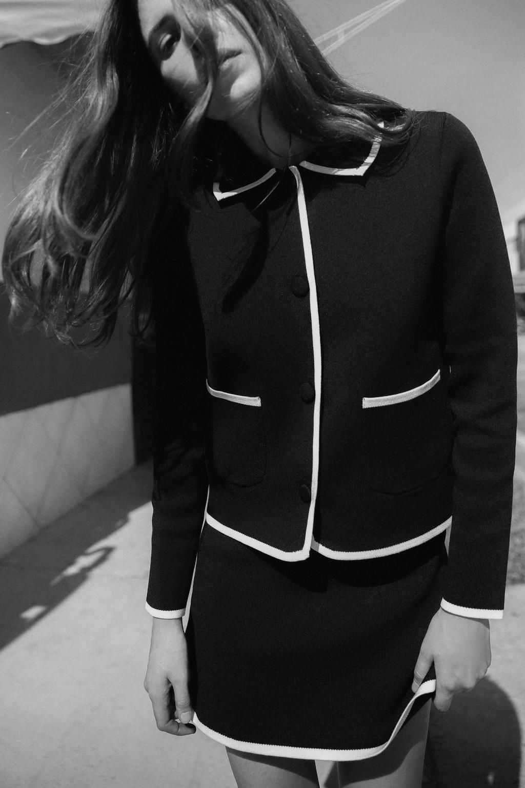 KNIT CARDIGAN WITH CONTRAST TRIMS