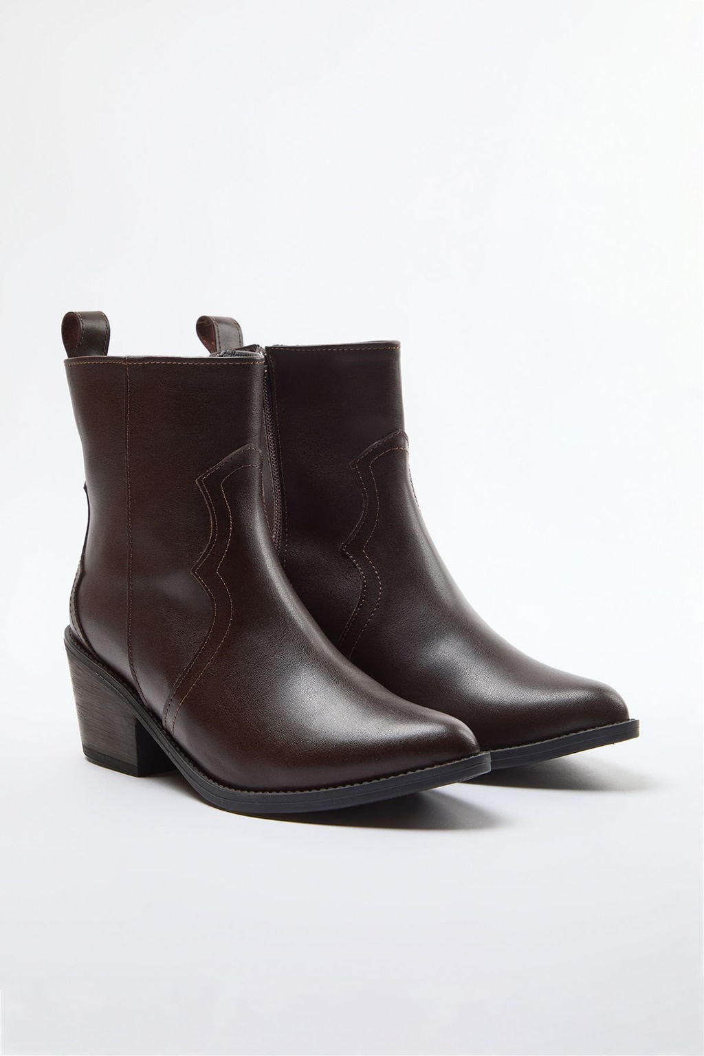 Kahverengi Kad?n 5 cm Blok Topuklu Kovboy Bot TAKAW25BO00033