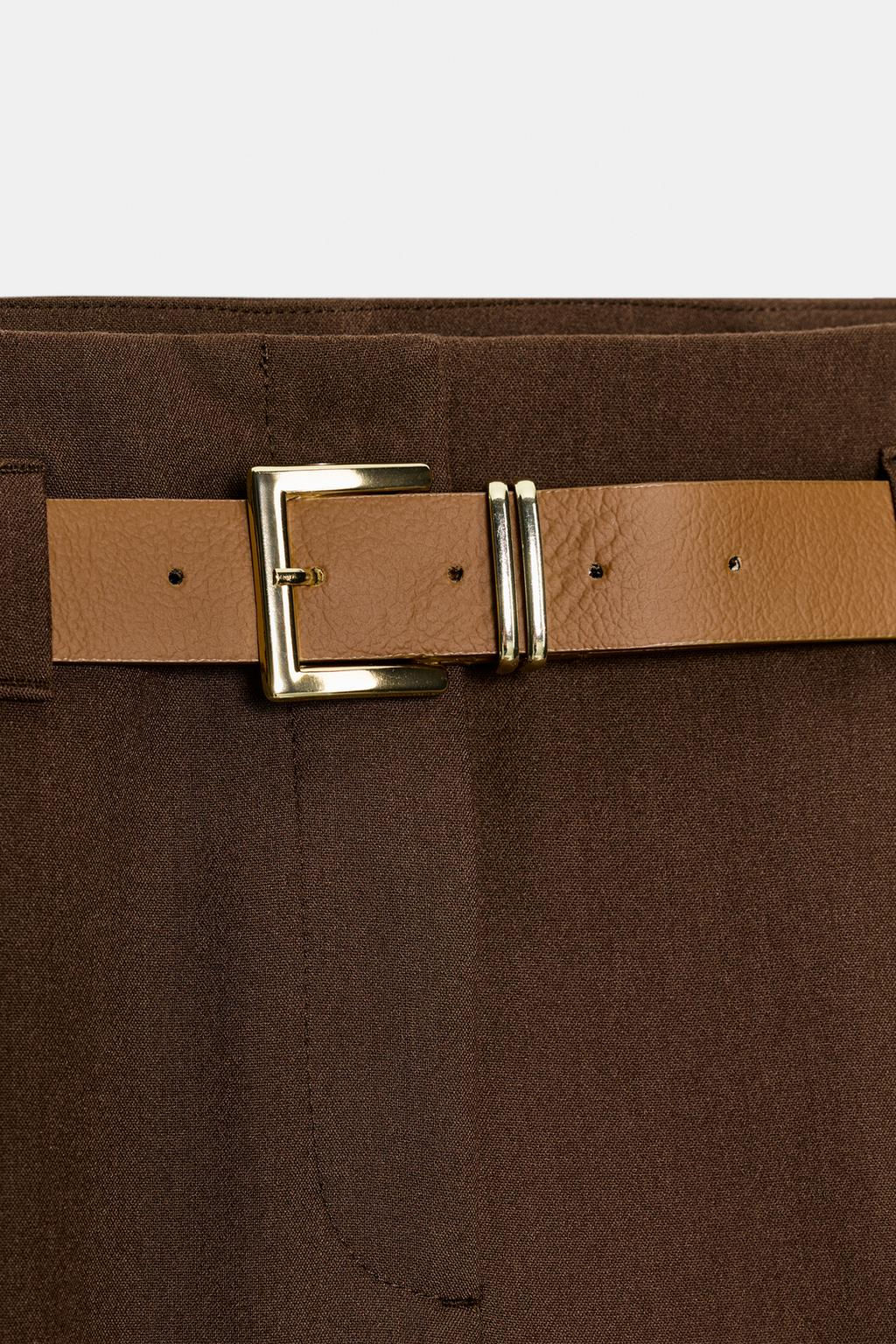 TROUSERS WITH TURN-UP CUFFS AND BELT - Zara фото 24