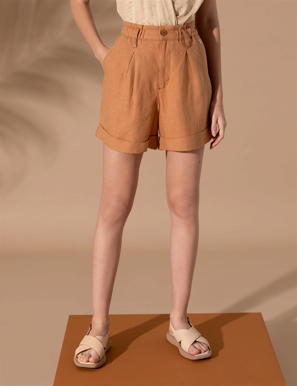 Kahverengi Keten Oversize Bermuda _ort - Pierre cardin фото 2