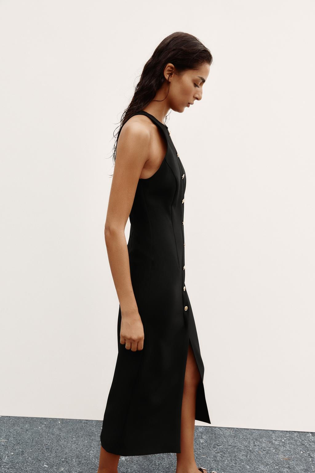 GOLD BUTTON CREPE MIDI DRESS - Zara фото 4