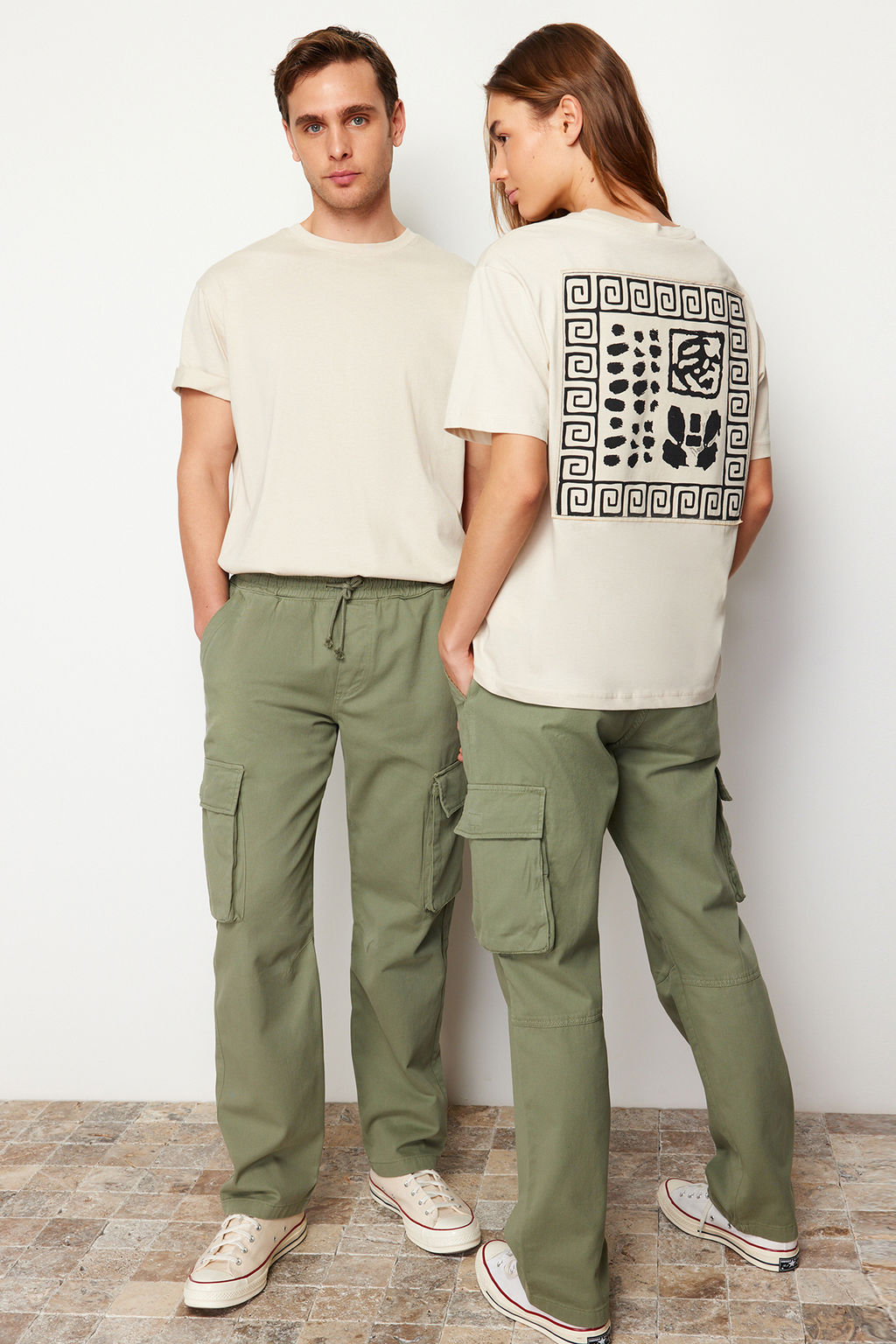 TRENDYOL MAN Ac?k Haki Unisex Regular Fit Lastikli Beli Baglamal? Kargo Cepli Pantolon TMNSS24PL00003 - Trendyolmilla фото 14