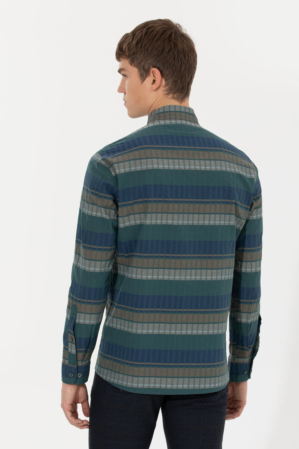 U. S. Polo Assn / Мужская зеленая рубашка с длинным рукавом - U.s. polo assn фото 17