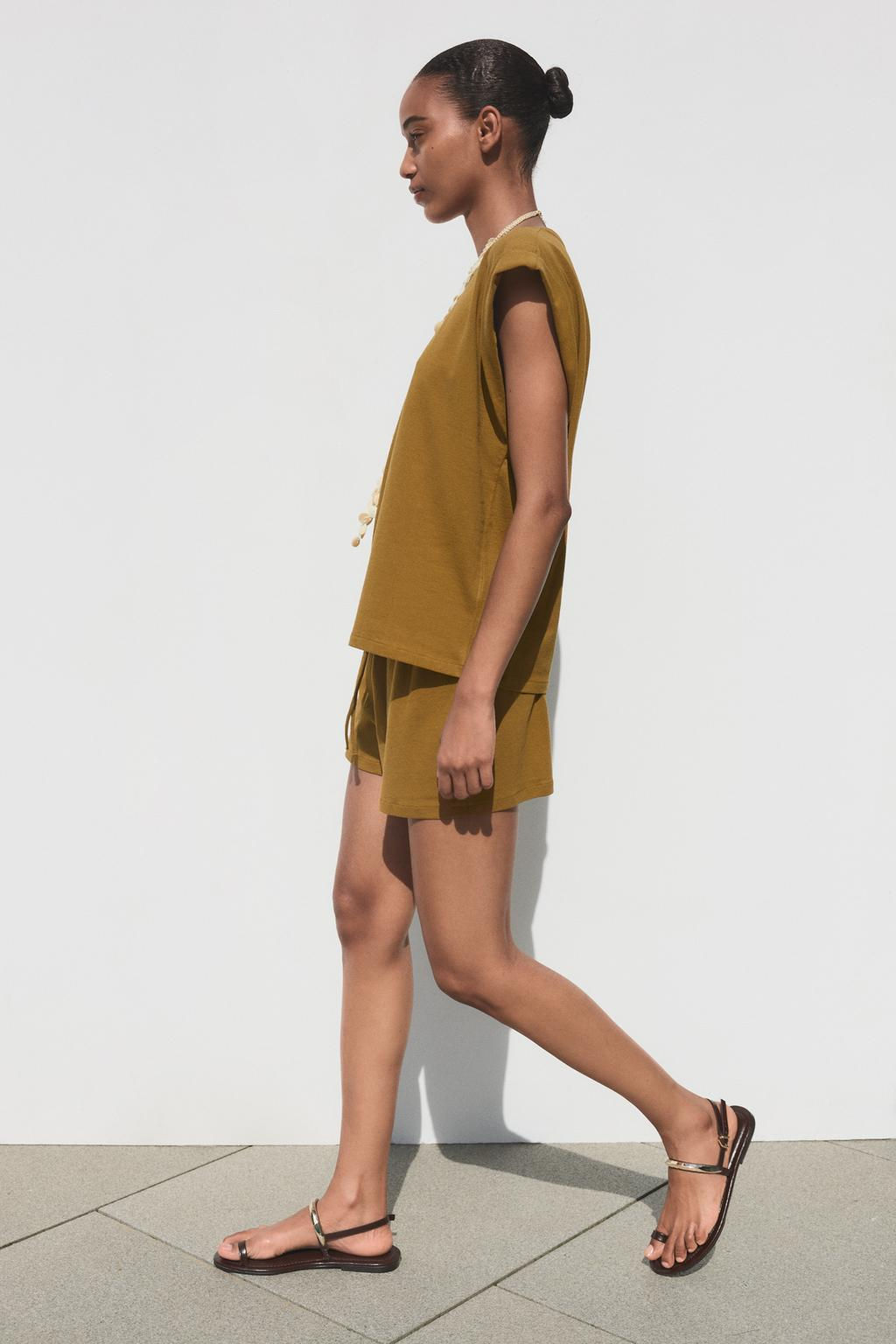 DROP SHOULDER TEXTURED T-SHIRT - Zara фото 10