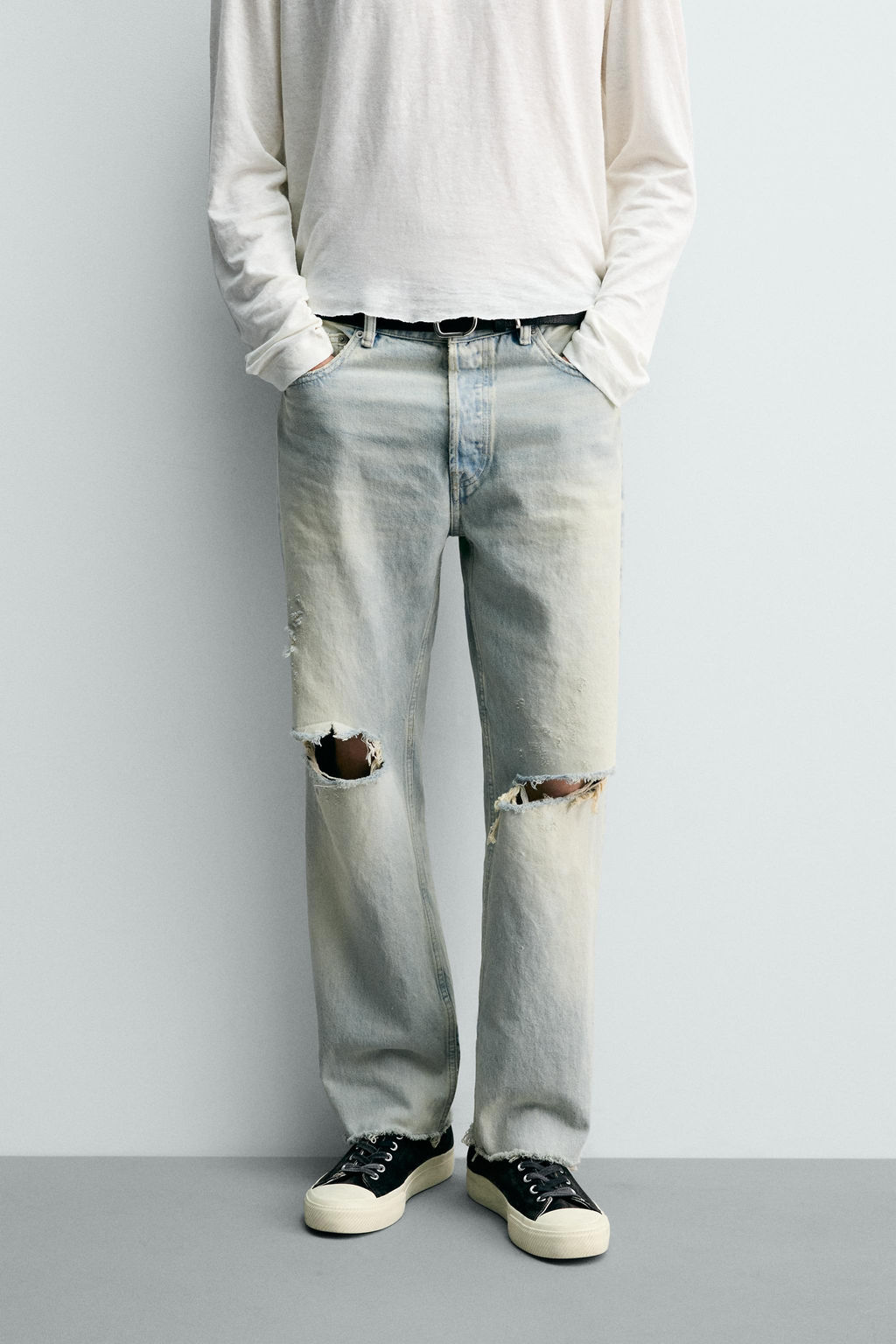 JEANS STRAIGHT CROPPED FIT / Azul claro - Zara фото 2