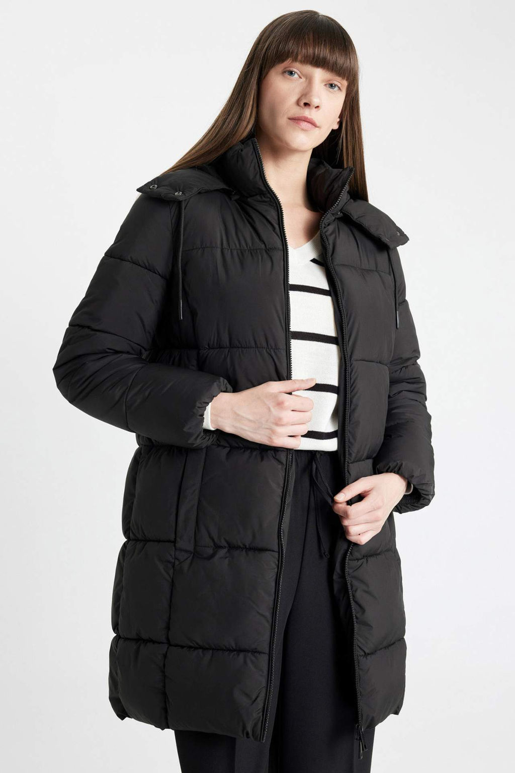 Puffer Sisme Uzun Mont Parka Su Itici Regular Kal?p C?kar?labilir Kapusonlu - Defacto фото 2