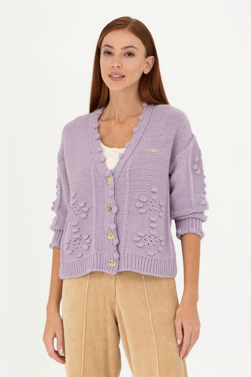 Женский сиреневый трикотажный кардиган - U.s. polo assn фото 10