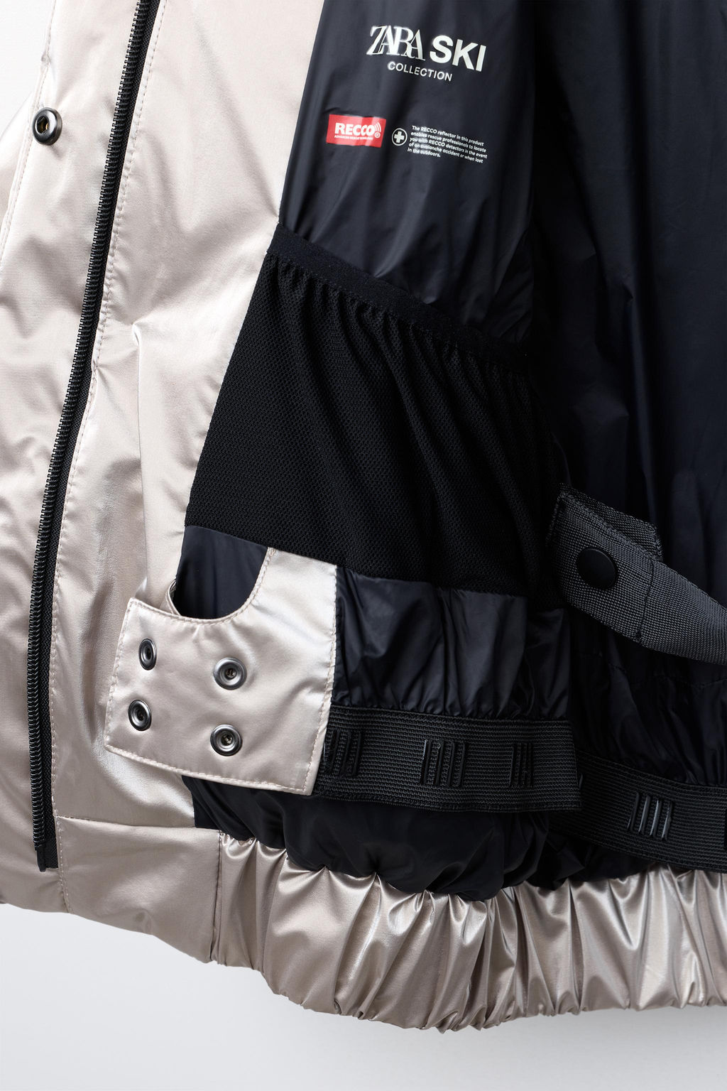 METALLIC WATER-RESISTANT AND WINDPROOF FEATHER DOWN PUFFER JACKET RECCO® SYSTEM SKI COLLECTION - Zara фото 10