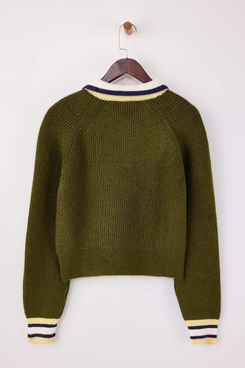 Haki Yumusak Dokulu Renk Bloklu Triko Kazak TWOAW26KZ00285 - Trendyolmilla фото 2