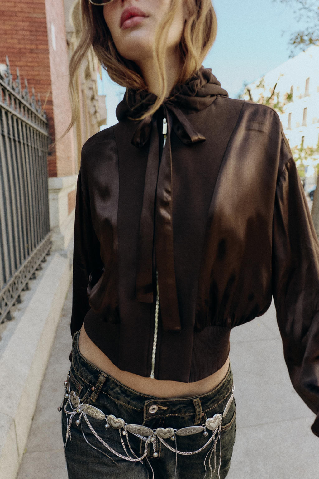 HOODED SATIN CONTRAST SHIRT - Zara фото 2