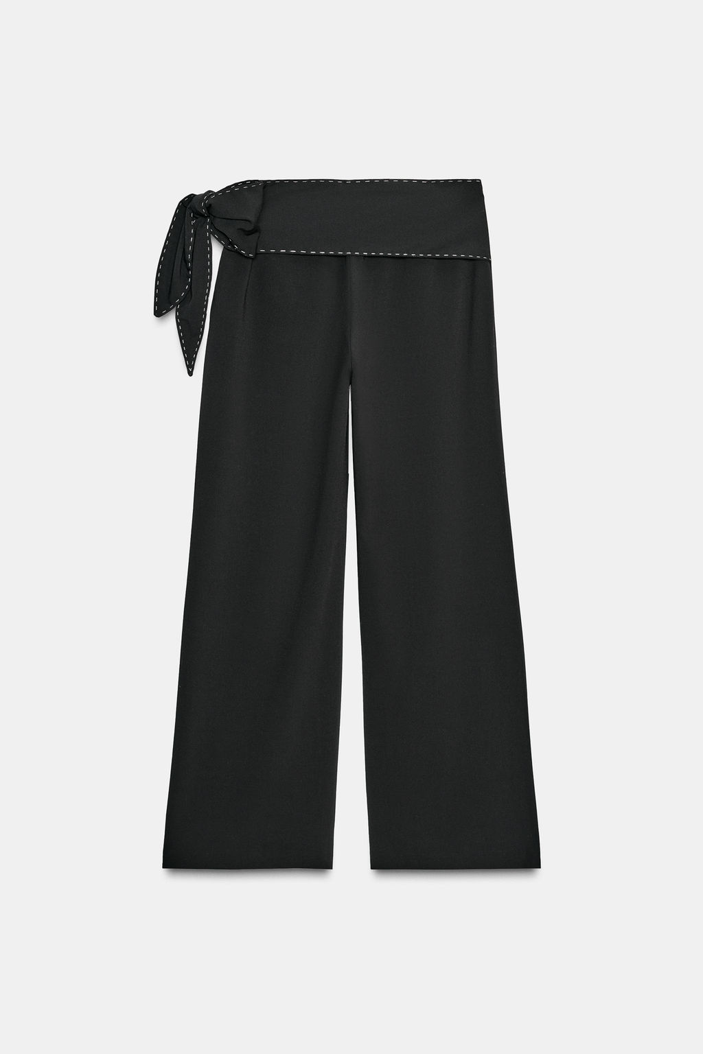 TROUSERS WITH TIE AND TOPSTITCHING - Zara фото 8