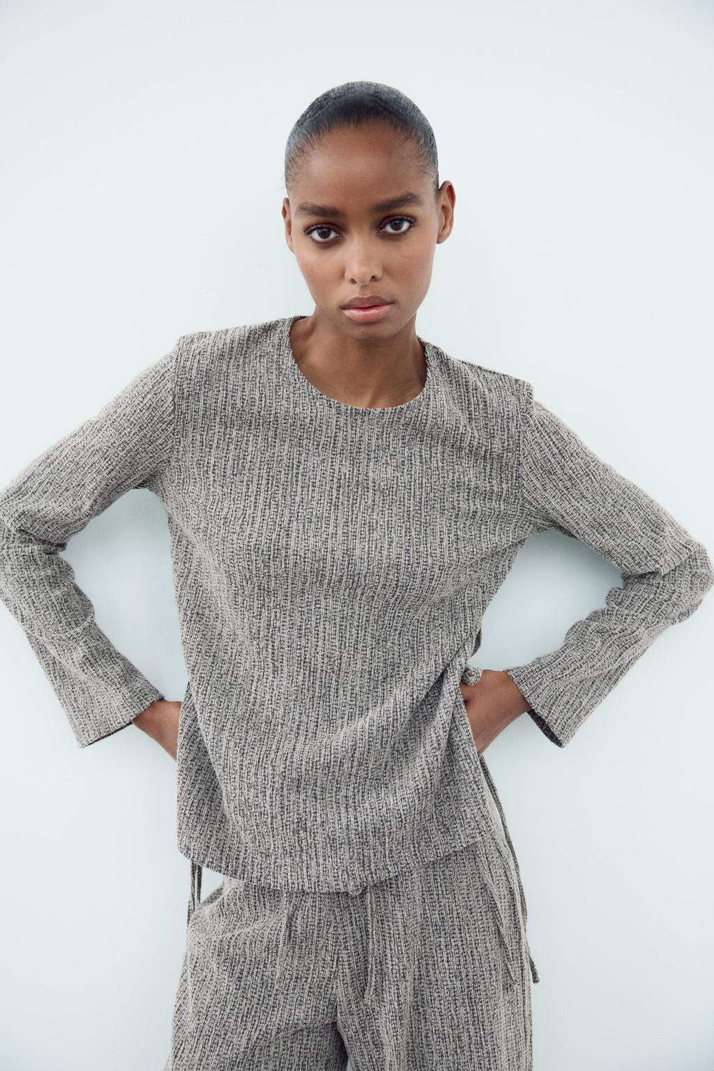 TEXTURED TOP WITH BOW - Zara фото 9