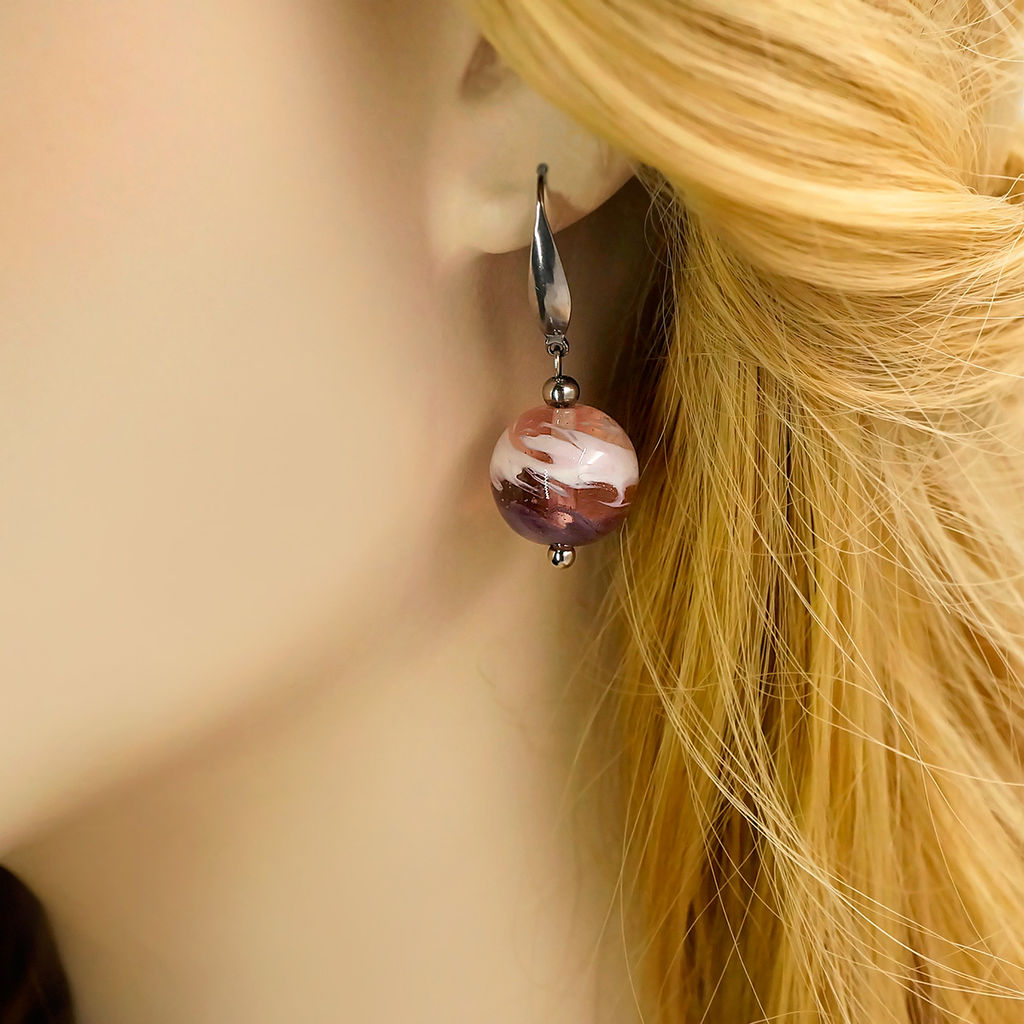 Серьги из муранского стекла LS3345/розовый