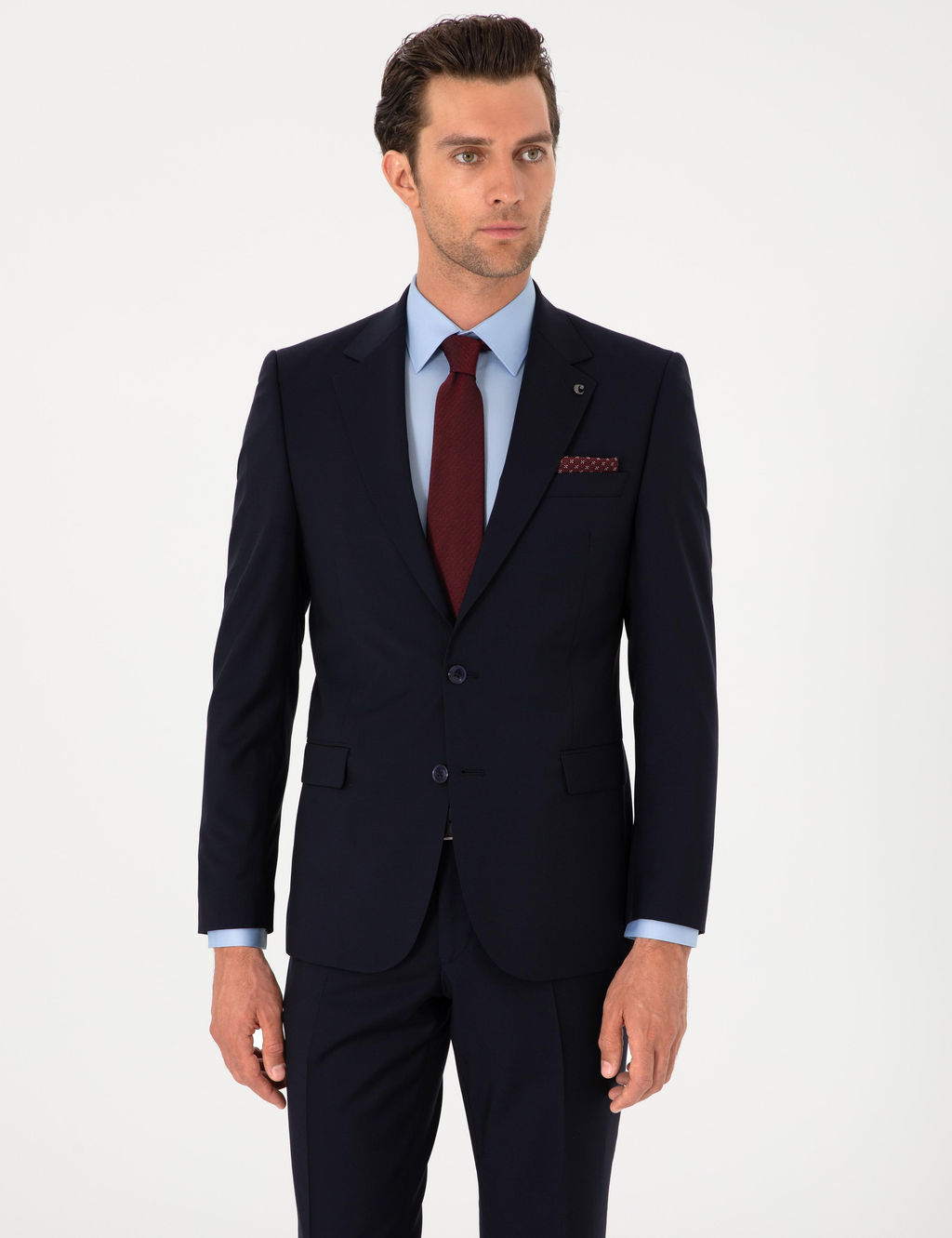 Lacivert Slim Fit %100 Y_n Klasik Tak_m Elbise - Cacharel фото 3