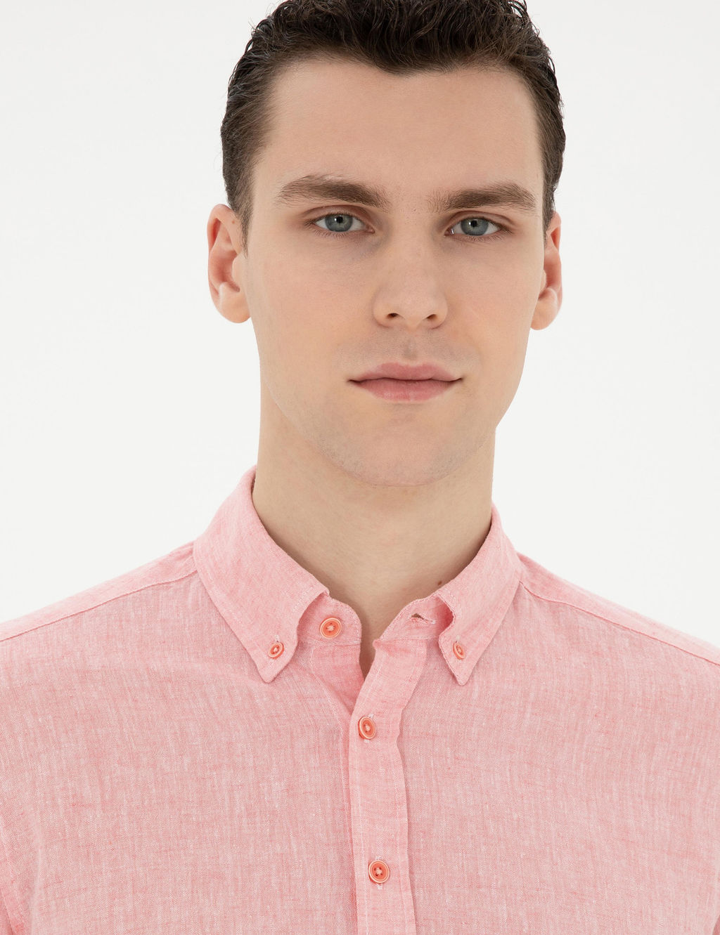 Рубашка Pierre Cardin Regular Fit розовая с примесью льна