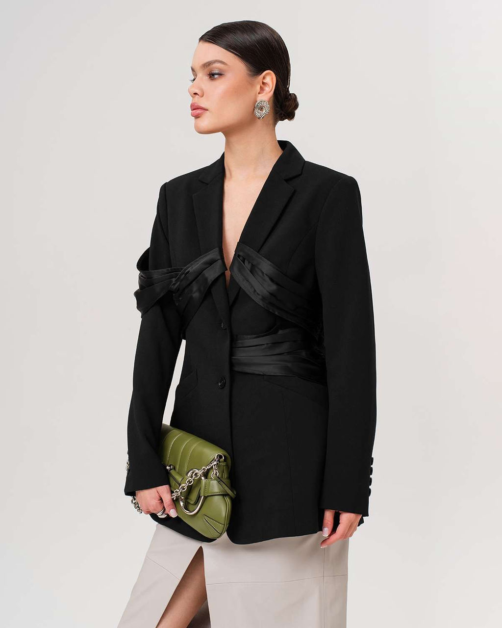 Пиджак приталенный с драпировкой JP001 - Sahar art lab фото 3