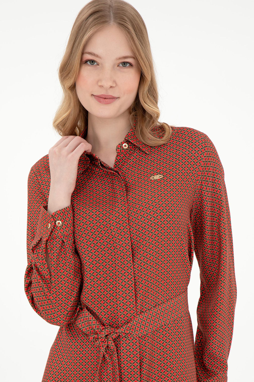Женское тканое платье цвета хаки Неожиданная скидка в корзине - U.s. polo assn фото 2